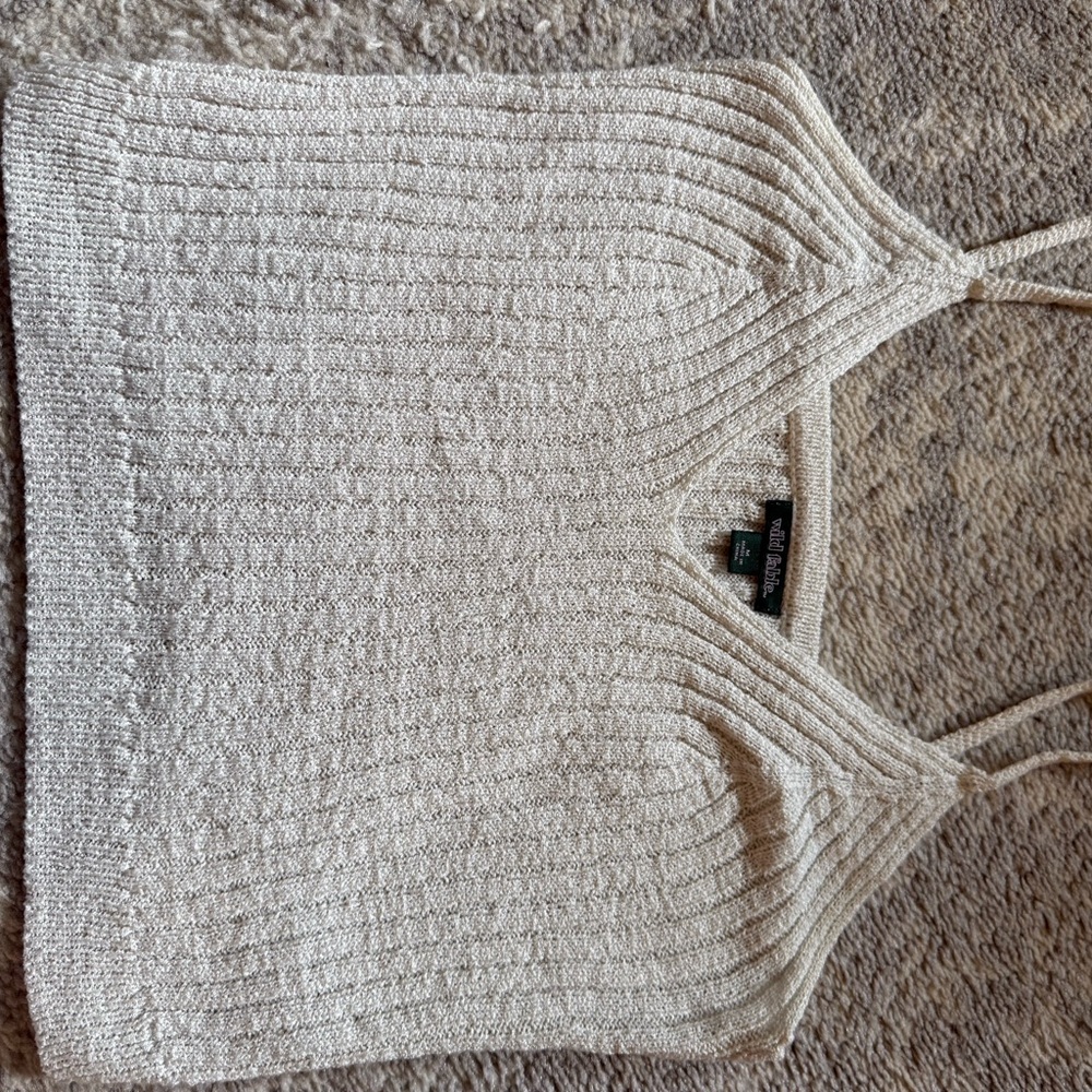 Wild Fable Off-White Textured Sweater